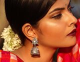 Oxidised Silver Jhumka Earrings