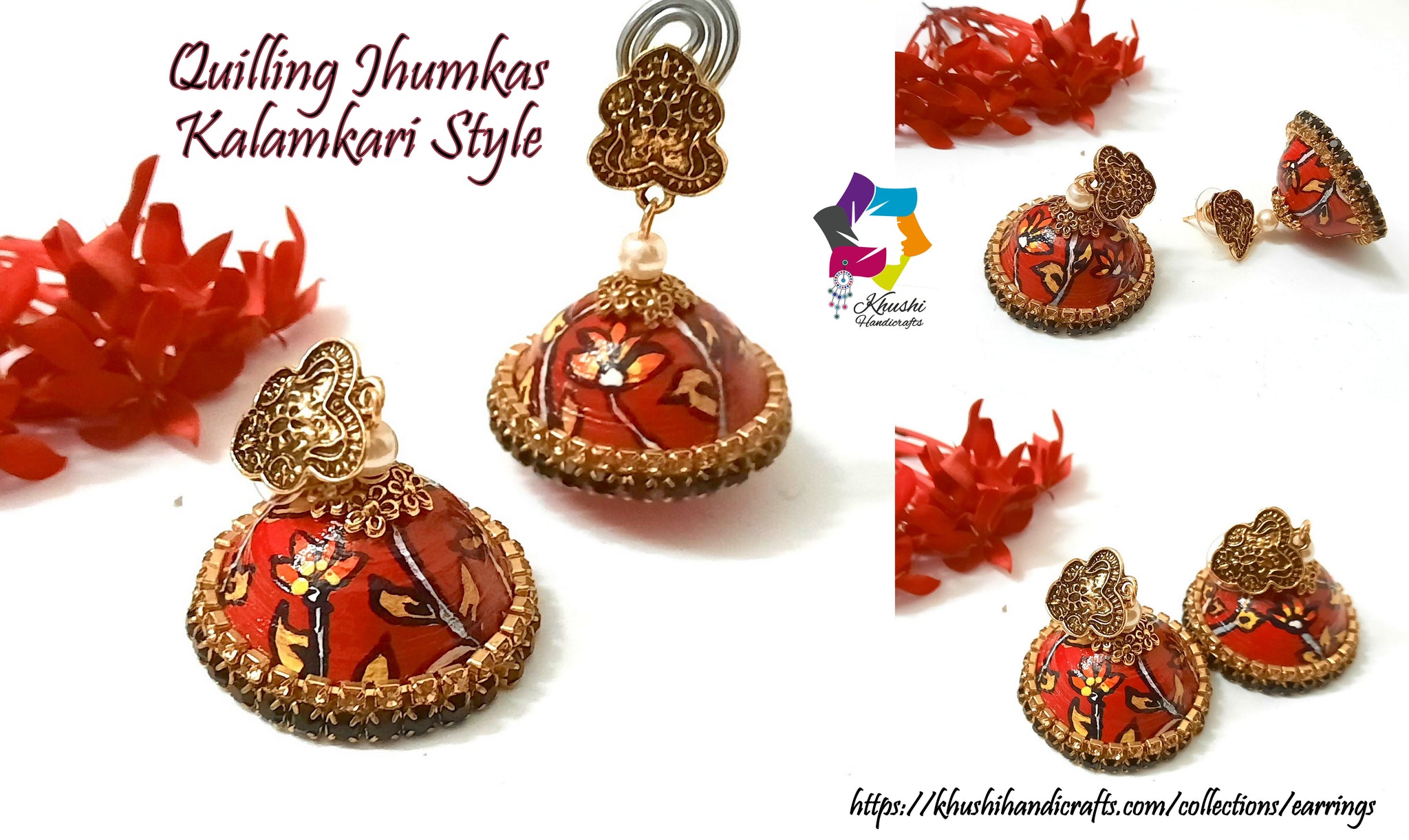 Jhumka Earrings For Women-Traditional Bollywood Ethnic Bridal Wedding  Indian Pearl Hanggings Jhumka Jewellery Red Colour