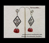 Terracotta red  jhumka - Khushi Handmade Jewellery