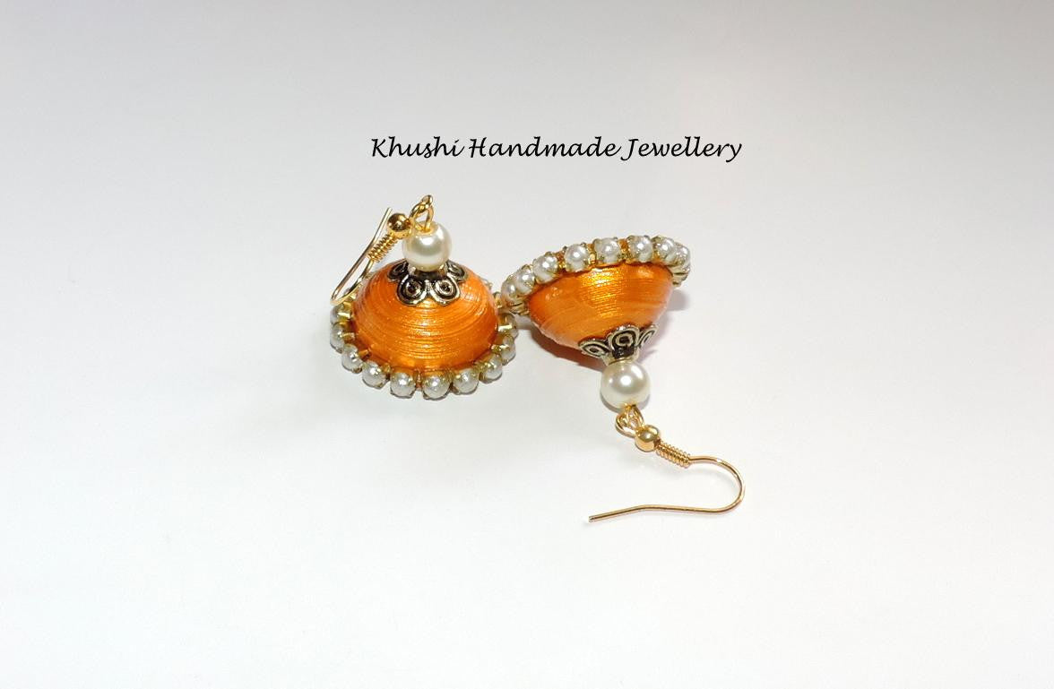 Gold Quilled jhumkas