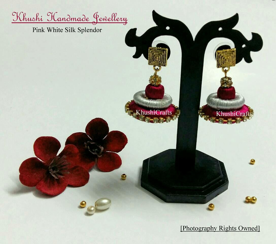 Pink White Silk Splendor - Khushi Handmade Jewellery