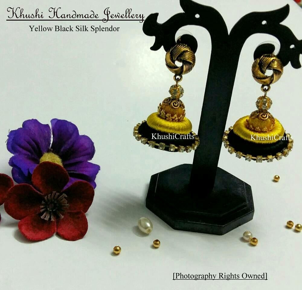 Yellow Black Silk Splendor - Khushi Handmade Jewellery