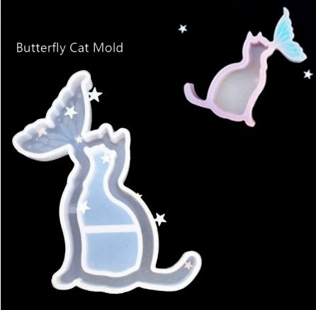 Butterfly cat Shaker Key Chain Charms Silicone Mold- DIY Jewelry Craft Tool